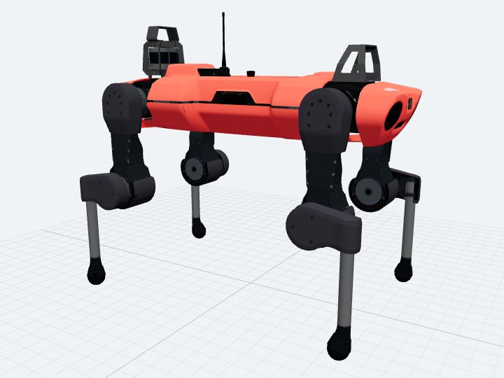 ANYbotics ANYmal C assembled from its official simple-description URDF: a quadruped with a boxed body shell and four inward-folding legs.