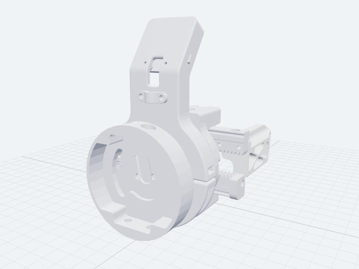 Unitree Dex1-1 assembled from its official URDF: a two-finger parallel gripper on a wrist flange.