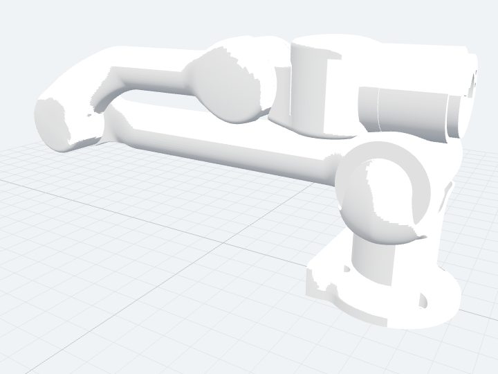 Unitree Z1 assembled from its official six-joint arm URDF: a fixed base and six revolute links with no gripper.