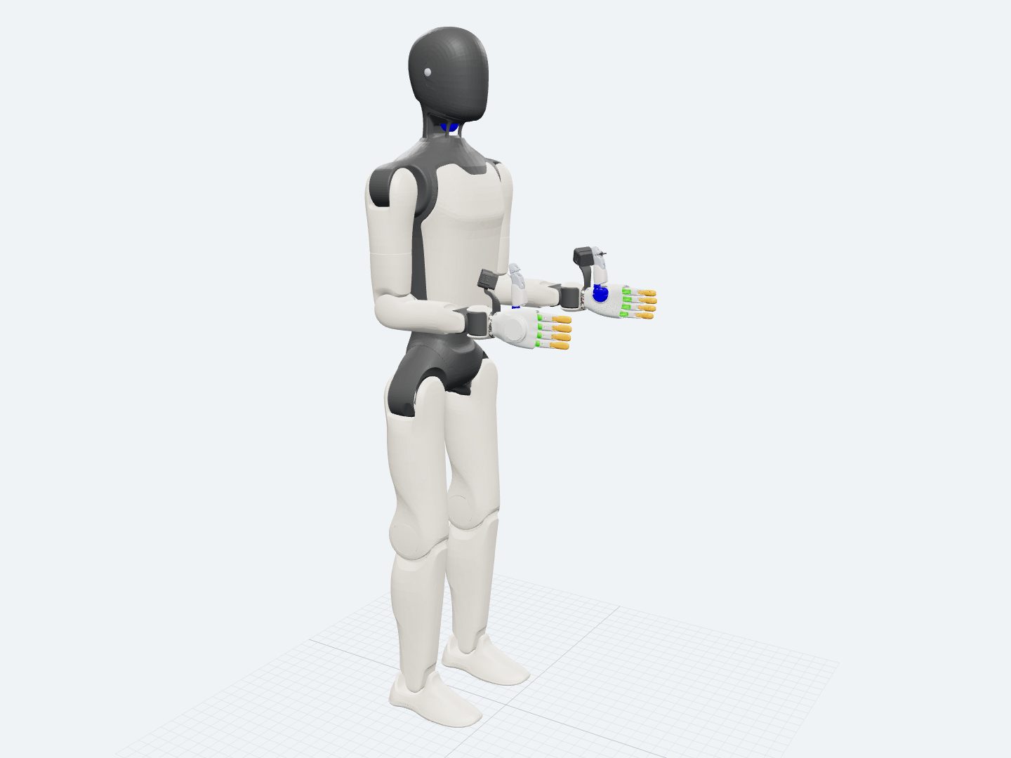 AgiBot A3 Ultra assembled from its official URDF: the A3 humanoid with dexterous multi-finger hands on both arms.
