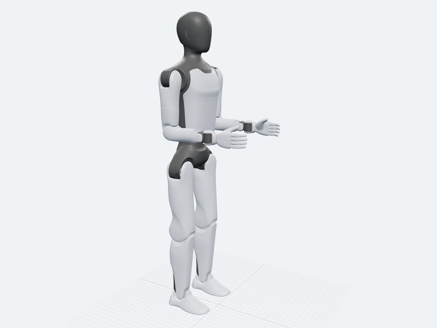 AgiBot A3 assembled from its official URDF: a humanoid upper body on a jointed waist with two arms and a sensor head.