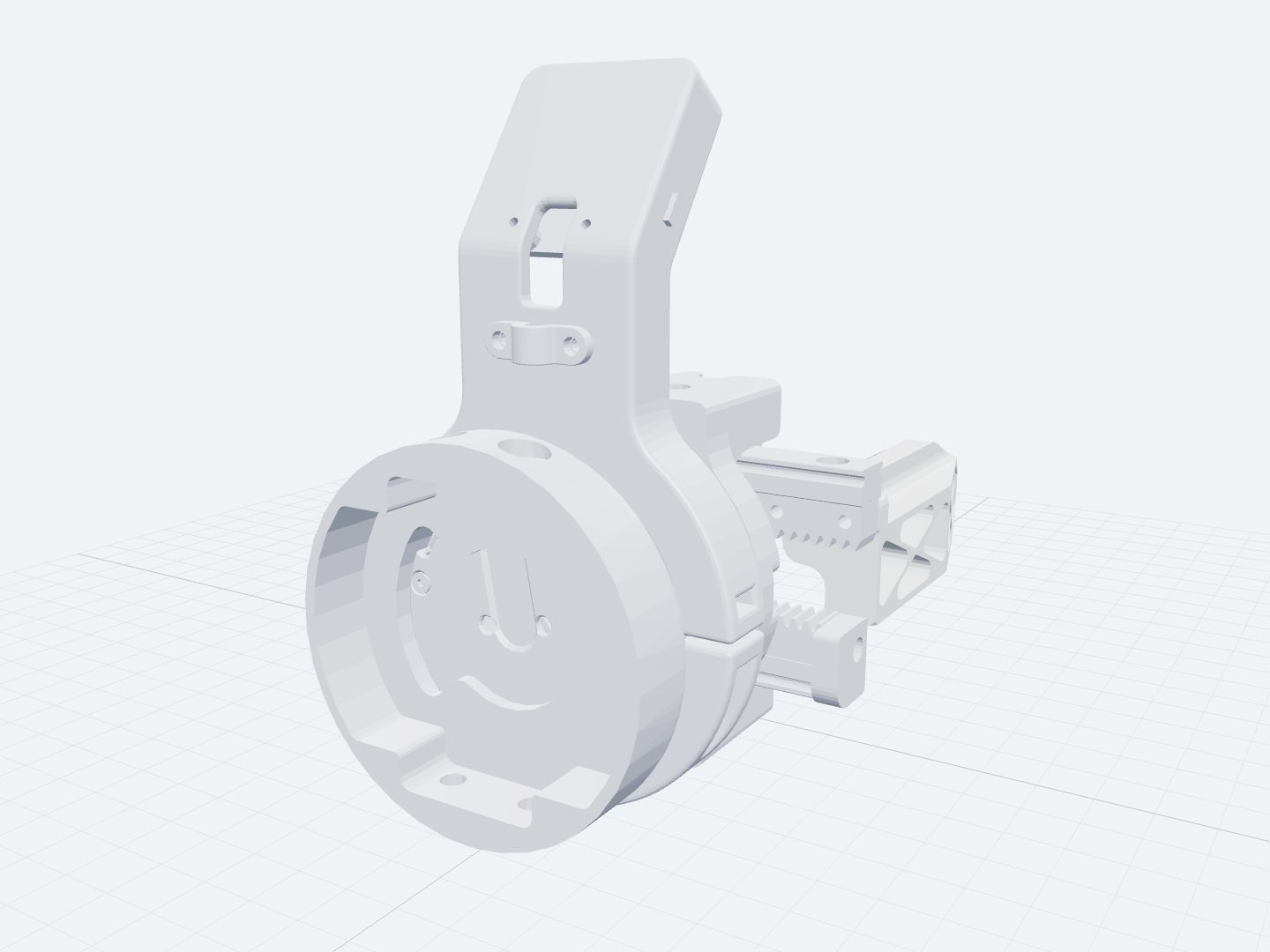 Unitree Dex1-1 assembled from its official URDF: a two-finger parallel gripper on a wrist flange.