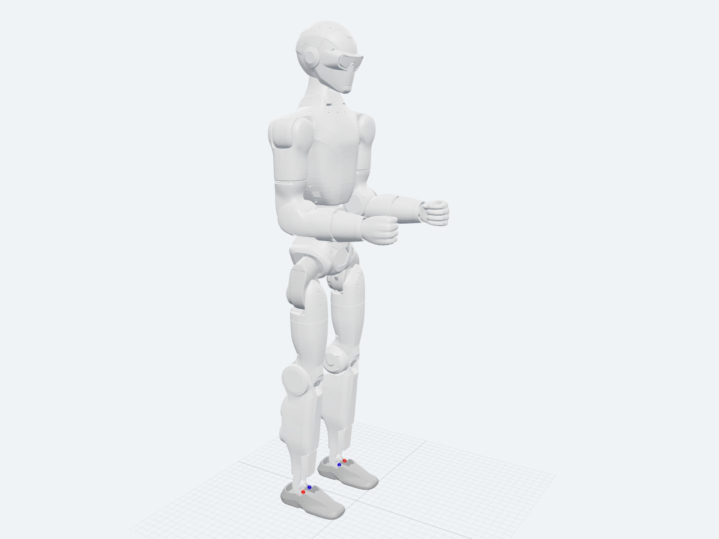 Unitree R1 AIR assembled from its official URDF: the lightweight R1 biped in its AIR configuration.